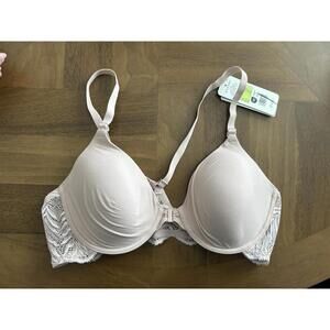 Natori Lush Front-Close T-Shirt Bra 728309 Rose/White PK157 US S 38B